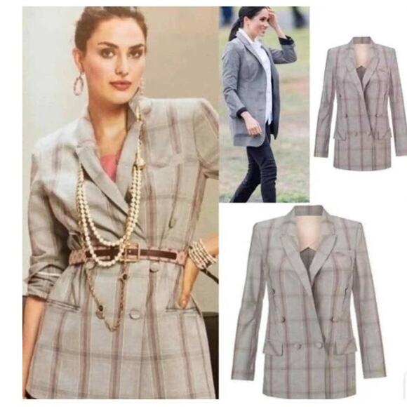 Cabi gray plaid sleuth career Blazer jacket size 8 - Picture 8 of 12